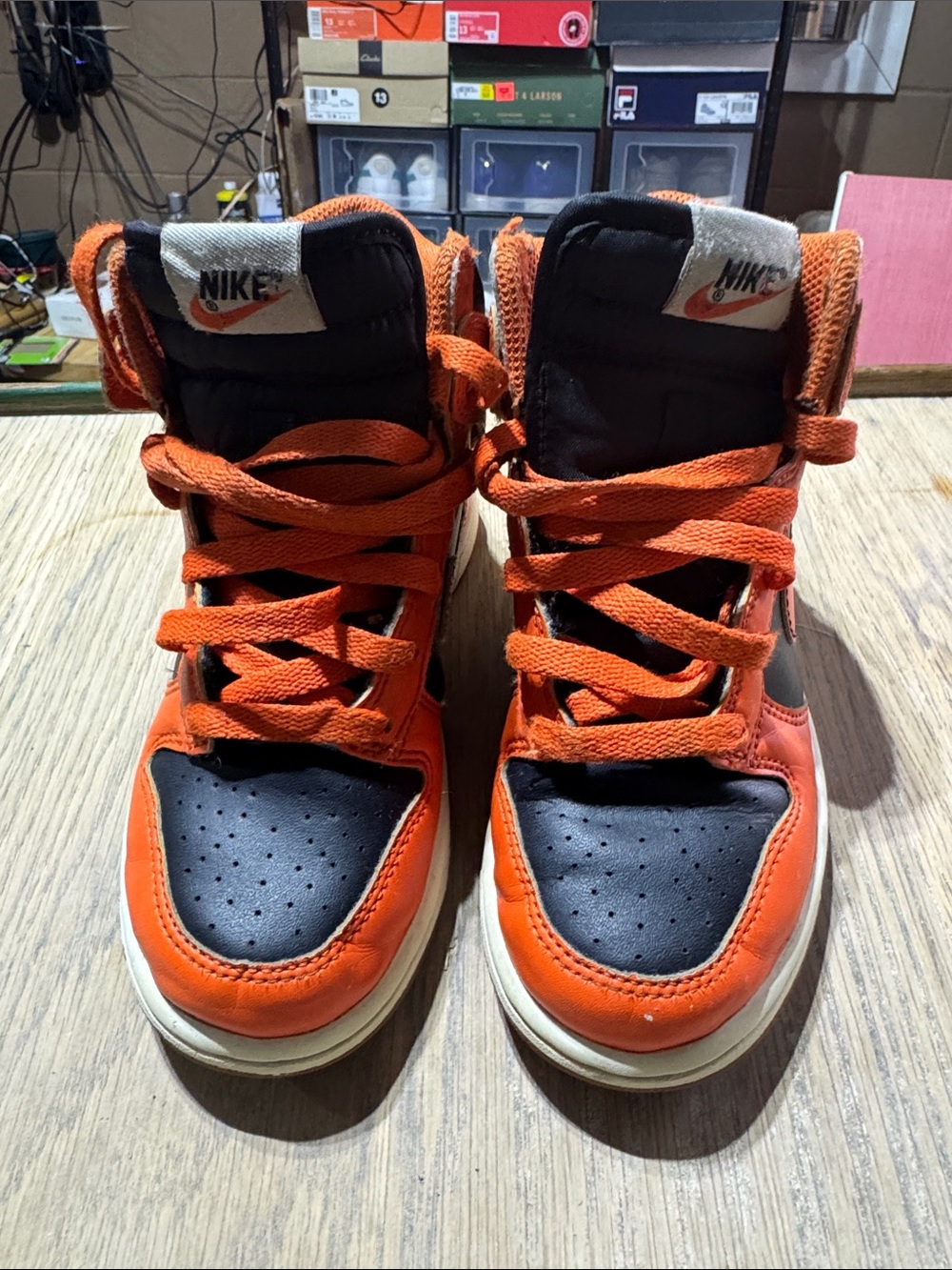 Nike Kids High-Top Sneakers in Orange and Black